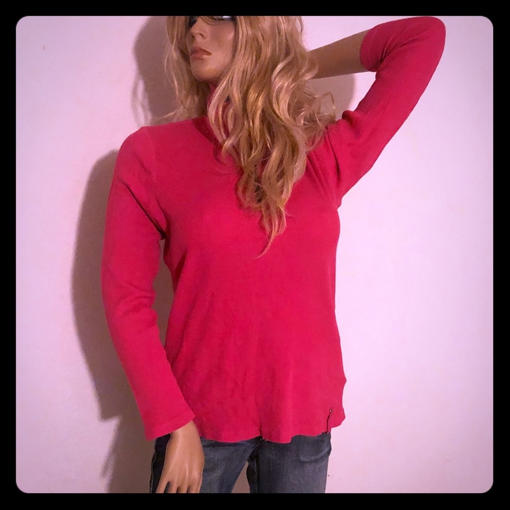 Lauren Ralph Lauren Active Pink Mock Neck Zip Thermal Top 1X - Picture 2 of 4